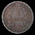 2 francs Napoléon Empereur tête laurée République Français revers